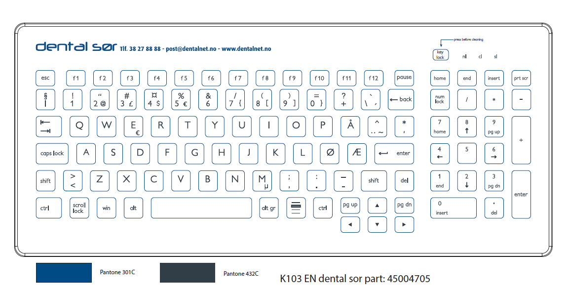 Purekeys hygienisk hvitt tastatur. Trådløst - Bilde 3